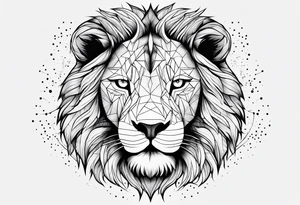 Une tête de lion de 3/4. Avec la constellation du sagittaire dans sa fourrure tattoo idea