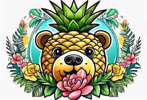 Cute pineapple bear tattoo idea