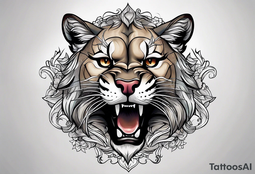 mountain lion head tattoo idea