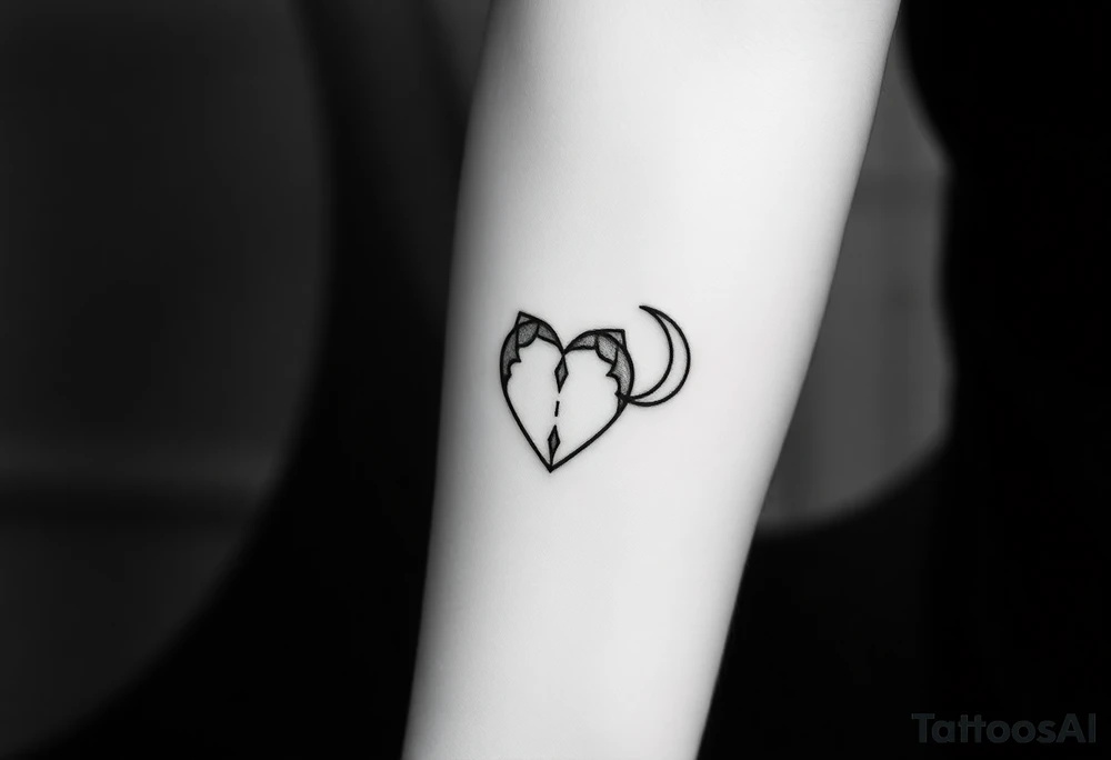Heart and moon combination tattoo idea