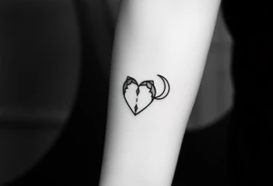 Heart and moon combination tattoo idea