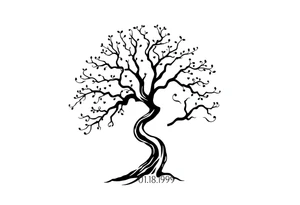 easy windy tree with date 02.18.1998 tattoo idea