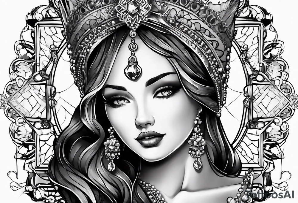 rosary and lingerie tattoo idea