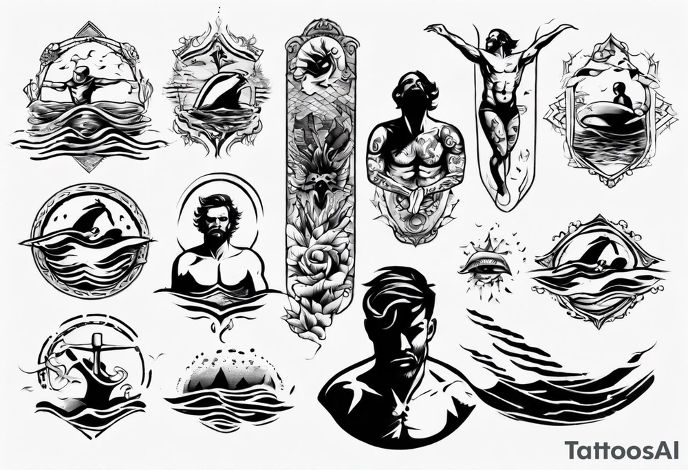 man swimming, no details tattoo idea