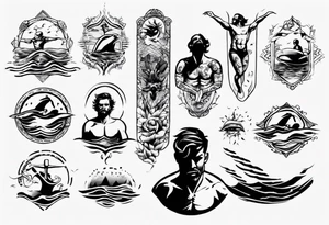 man swimming, no details tattoo idea