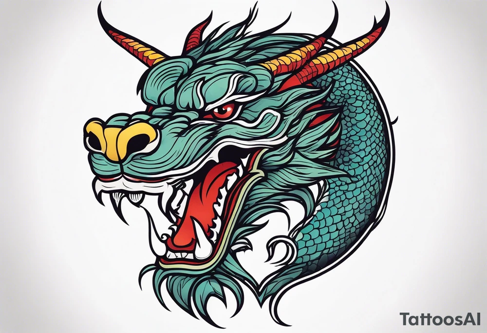 Animal Head ONLY: Chinese Dragon front facing tattoo idea Animal Head ONLY: Chinese Dragon front facing tattoo idea