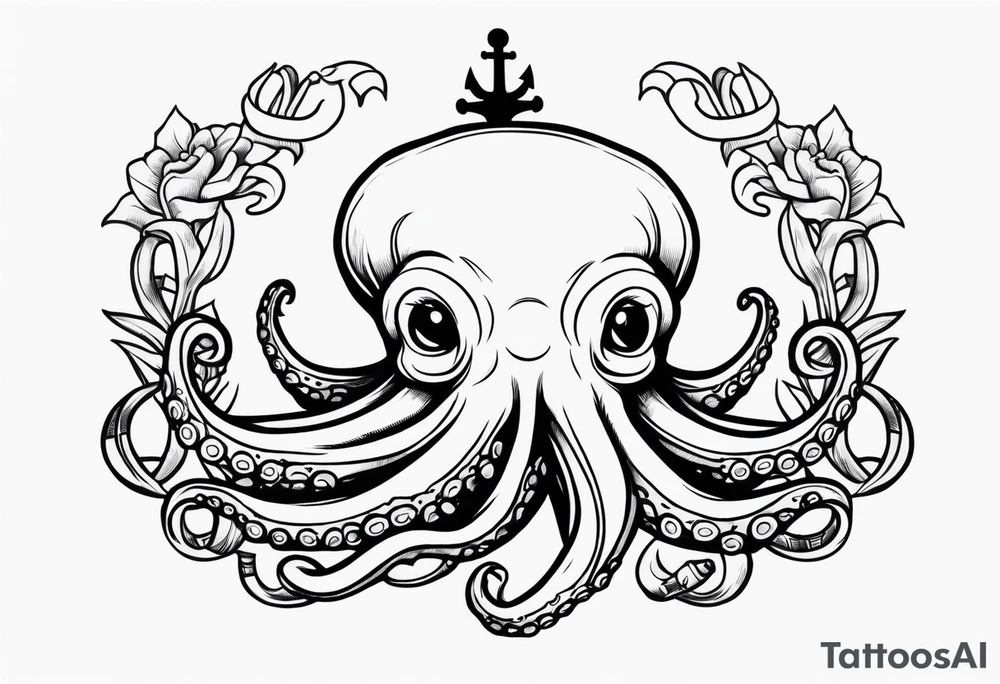 Octopus holding anchor tattoo idea