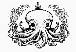 Octopus holding anchor tattoo idea