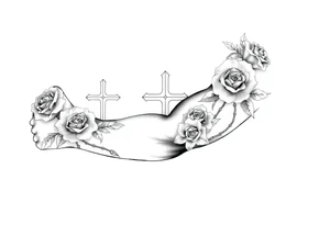crosses with roses sleeve tattoo idea