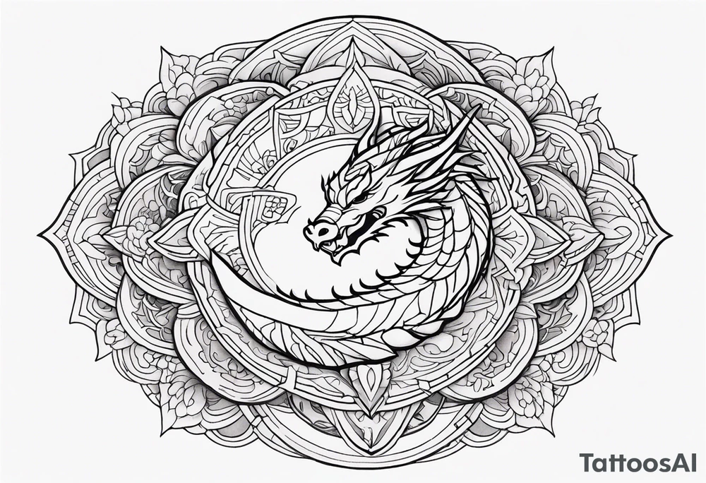 Dragon around Mandala tattoo idea