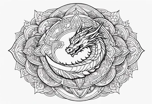 Dragon around Mandala tattoo idea