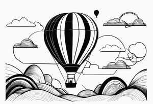 Hot air balloon in sky tattoo idea