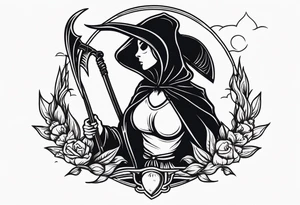 scythe grim reaper cute girlie tattoo idea