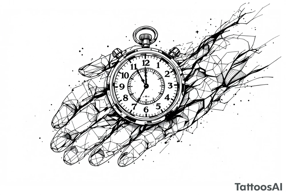 draw a stop watch time piece on the back of a hand opposite of the hand tattoo idea