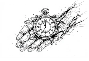 draw a stop watch time piece on the back of a hand opposite of the hand tattoo idea