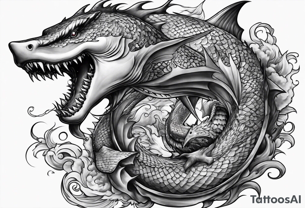 Shark dragon tattoo idea