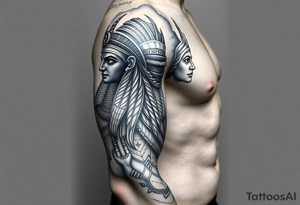 Egyptian gods sleeve tattoo idea