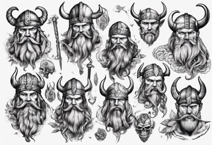 A bunch of vikings surrounding a classic vintage cadilac tattoo idea