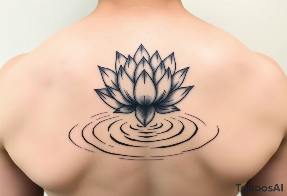 serene lotus flower emerging from sacred waters with ripples tattoo idea