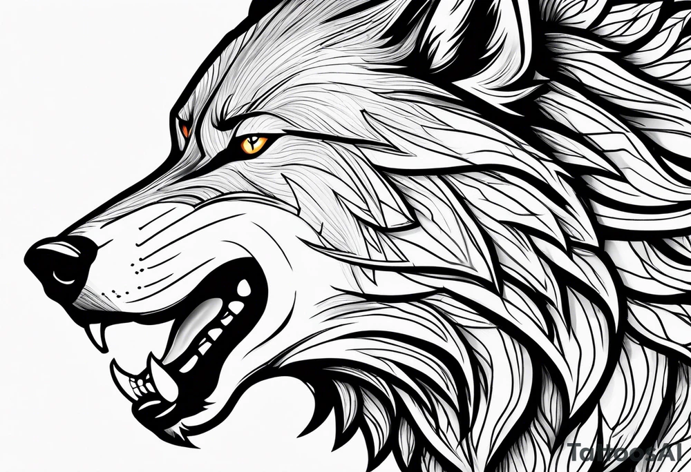 wolf growling tattoo idea