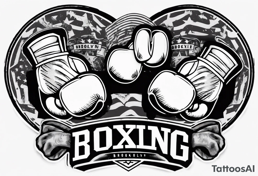 pair of boxing gloves in cartoon style with Brooklyn wording tattoo idea