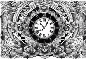 forearm sleeve, clock, stairs tattoo idea