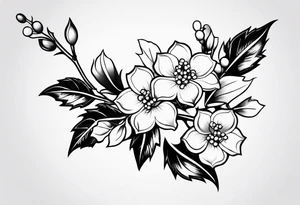 holly flower stem tattoo idea
