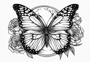 carnation blue butterfly moon tattoo idea