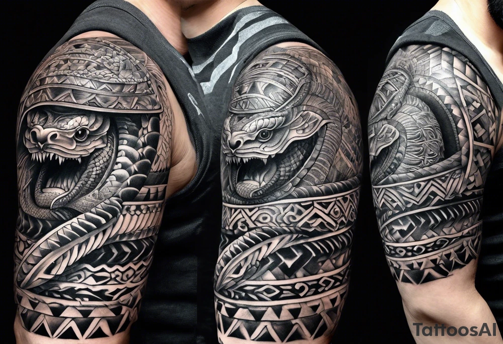 aztec snake sleeve tattoo idea