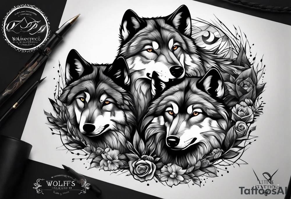 Wolfs and 4 cubs tattoo idea