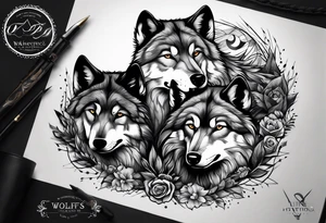 Wolfs and 4 cubs tattoo idea