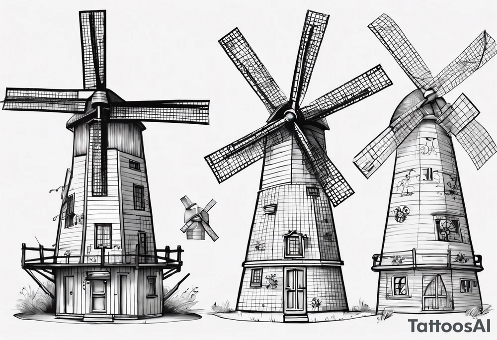 The mathematical dutch windmill graph from graph theory that is cute, with vertices and edges, not an actual wind tattoo idea