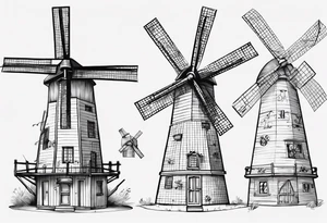 The mathematical dutch windmill graph from graph theory that is cute, with vertices and edges, not an actual wind tattoo idea