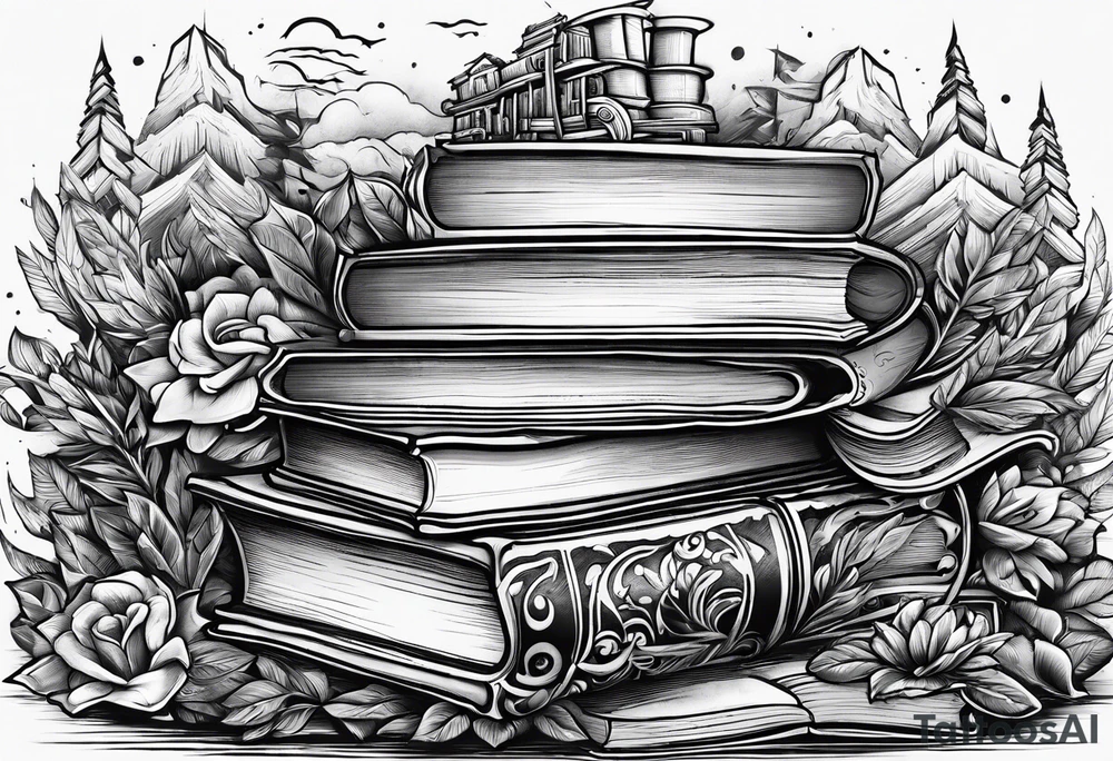 Stack of books tattoo idea