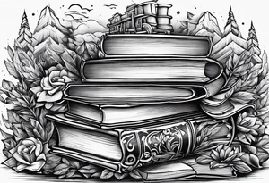 Stack of books tattoo idea