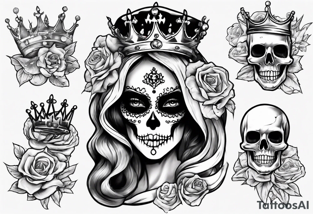 santa la muerta with money and crown
on the card tattoo idea