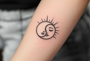 sunface (sunsign in aquarius) & moonface (moonsign in pisces) astrology / yang and yang / apple emojis inspired tattoo idea