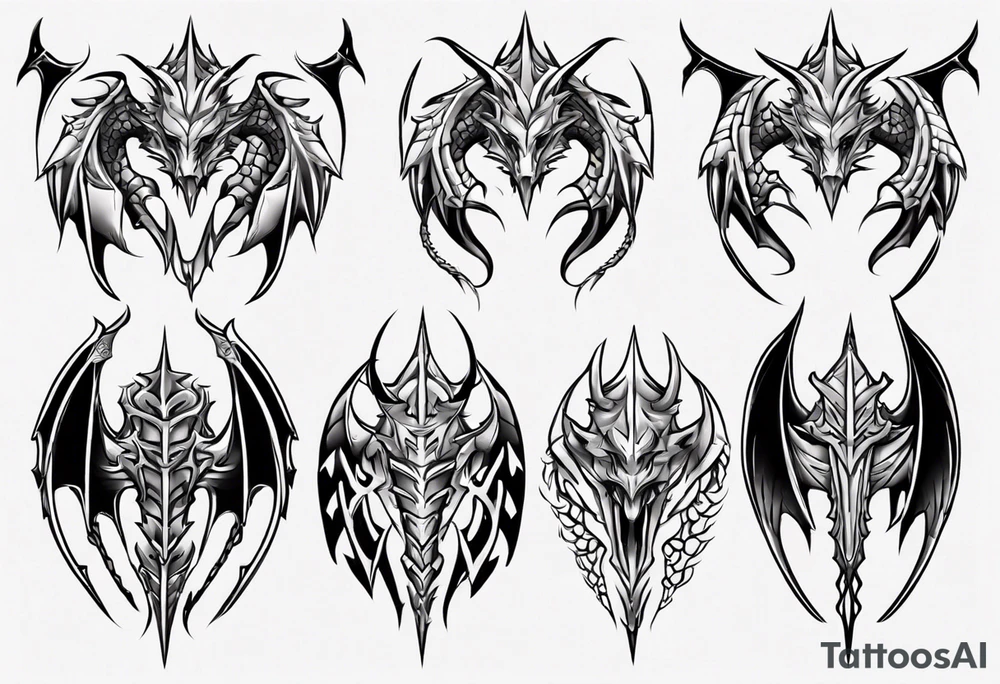 Dragon Leg armor symmetrical tattoo idea