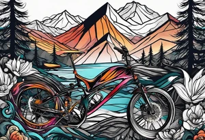 bicycle mountains tattoo idea