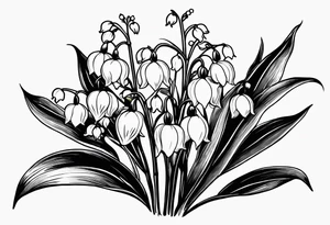 lily of the valley with other flowers incorporated with new Mexico. Very gentle and clean, minimal shading tattoo idea