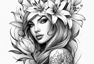 Sleeve. Lilies with thorns tattoo idea
