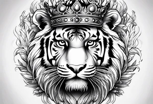 Tiger wearing crown tattoo idea