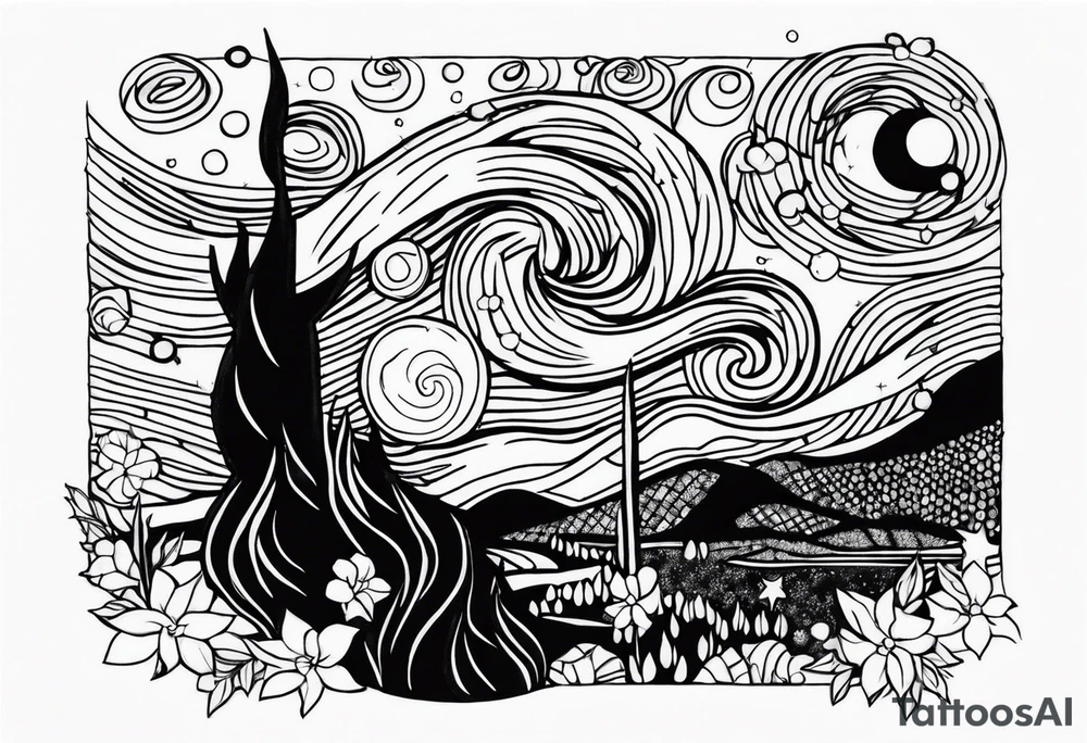 starry night van gogh tattoo idea