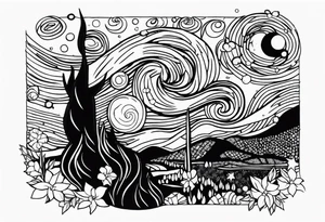 starry night van gogh tattoo idea