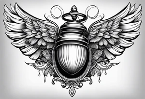 acorn with wings and halo tattoo idea