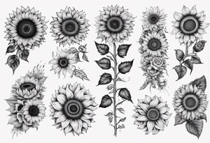 Sunflower sleeve with many flowers around it tattoo idea
