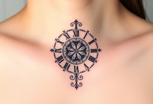 vintage roman numerals within ornate clockwork mechanism tattoo idea