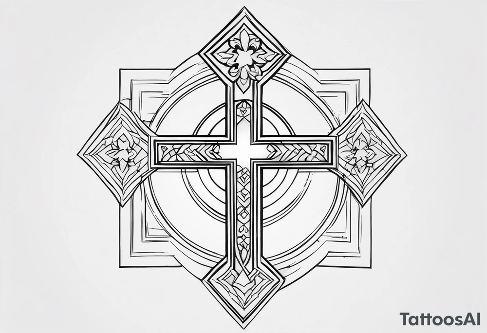 Simple cross tattoo with designs around it tattoo idea