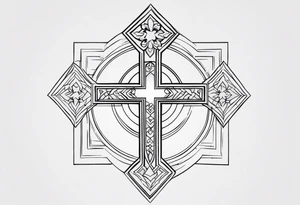 Simple cross tattoo with designs around it tattoo idea