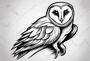 Wise Crowned barn  Owl looking to the rights tattoo idea